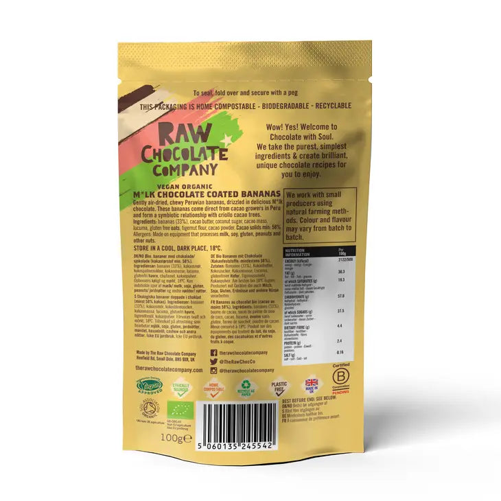 RAW CHOCOLATE COMPANY M*Lk Chocolate Bananas Vegan Organic | 100g