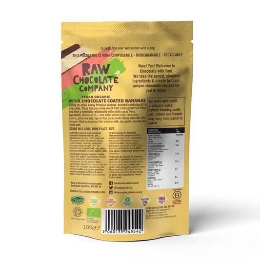 RAW CHOCOLATE COMPANY M*Lk Chocolate Bananas Vegan Organic | 100g
