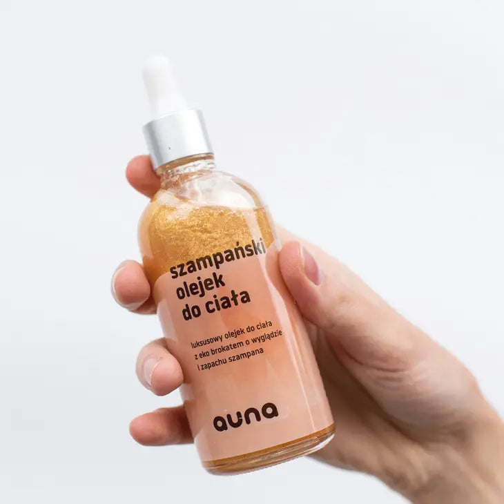 AUNA Champagne Body Oil with Eco-Glitter, Champagne Scent |100ml