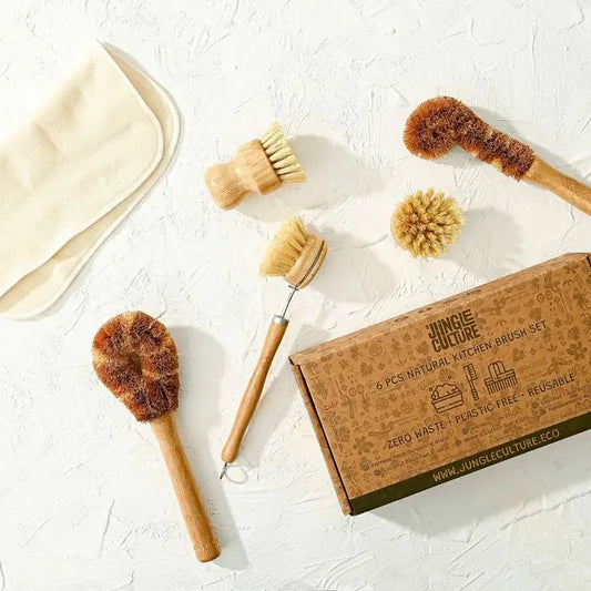 JUNGLE CULTURE Bamboo Dish Brush Set | Eco-Friendly Washing Up Brushes