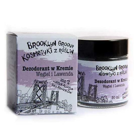 BROOKLYN GROOVE Charcoal Deodorant Cream | Lavender and Lemon Grass | 30ml
