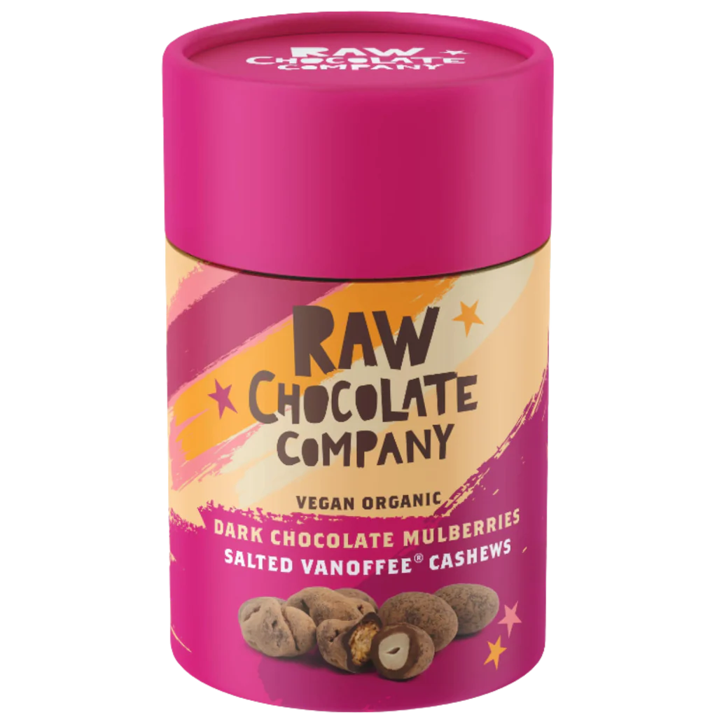 Raw Chocolate Company Dark Chocolate Mulberries & Salted Vanofee Cashews | 180g
