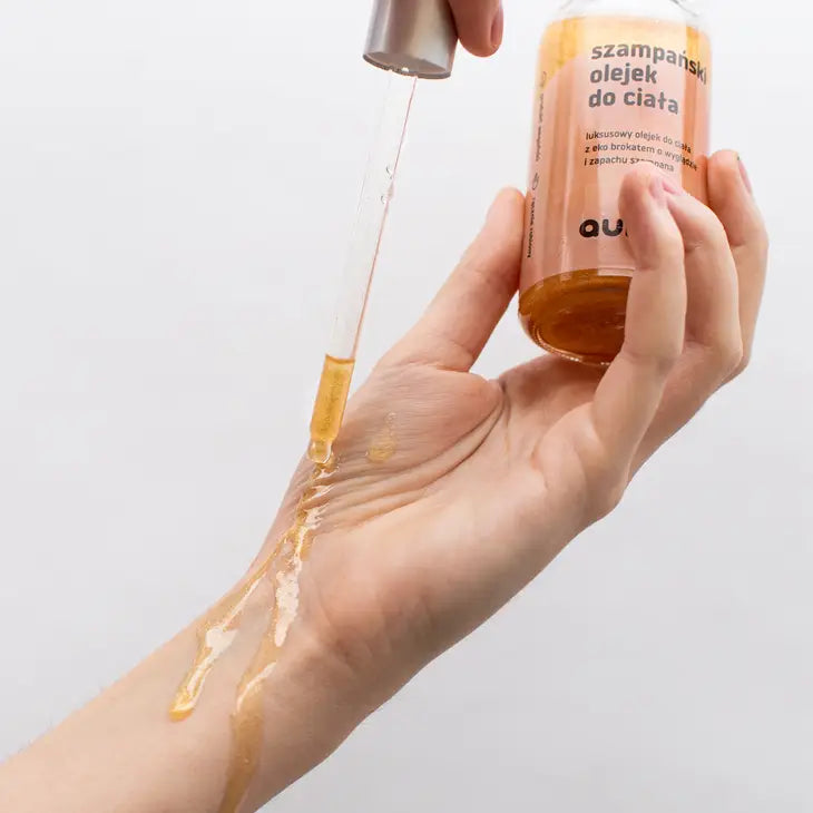 AUNA Champagne Body Oil with Eco-Glitter, Champagne Scent |100ml