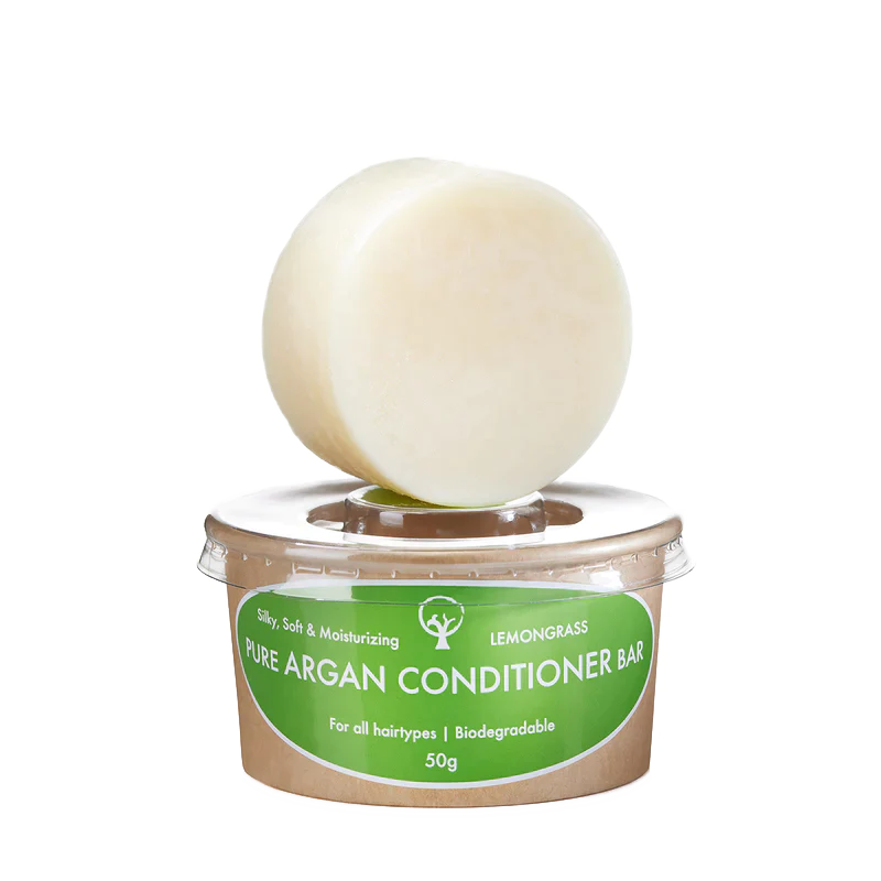 OKABO ORGANICS Moisturizing Argan Conditioner Bar with Lemongrass Scent | 50 g ( Best Before February 2024 )