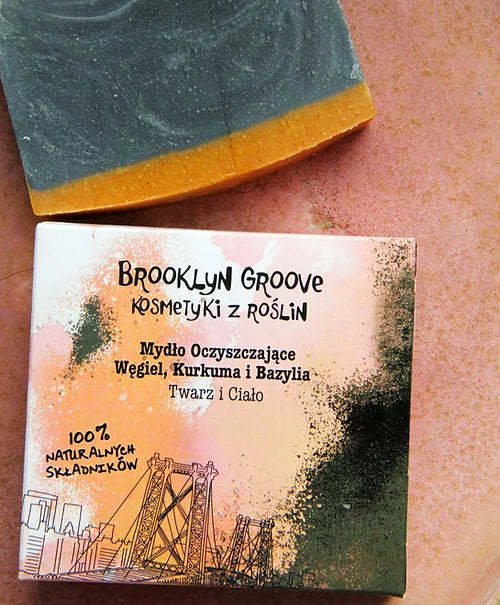 BROOKLYN GROOVE Natural Cleansing Soap with Charcoal, Turmeric and Basil l 120g