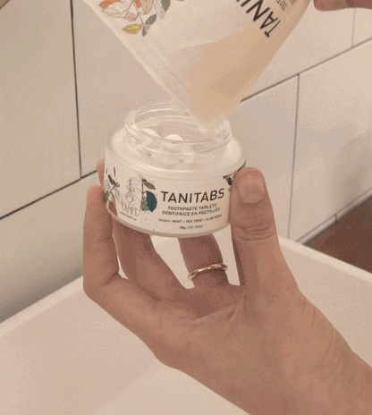 TANIT Toothpaste Tablets Fresh Mint - Reusable Jar - 124 Tablets | 2 Months Supply
