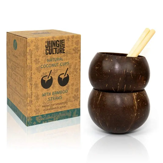 JUNGLE CULTURE Coconut Shell Cups | Natural Coco Shell Cup Set of 2
