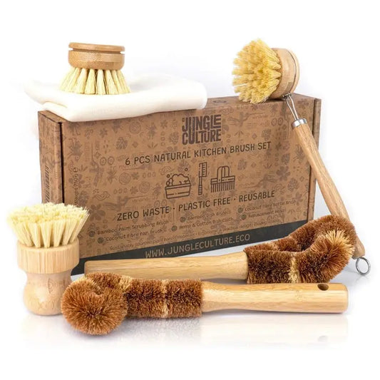 JUNGLE CULTURE Bamboo Dish Brush Set | Eco-Friendly Washing Up Brushes