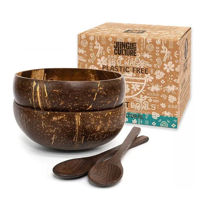 JUNGLE CULTURE Coconut Bowls - Eco Coconut Shell Bowl Set (Two Bowls)