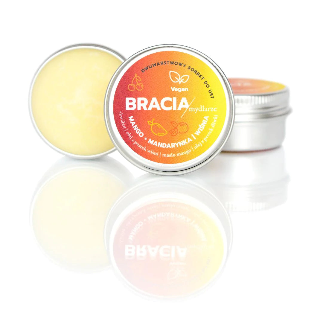 Bracia Mydlarze  TWO-LAYER SORBET | Moisturizing Lip balm | Cherry-Mango-Tangerine 15g