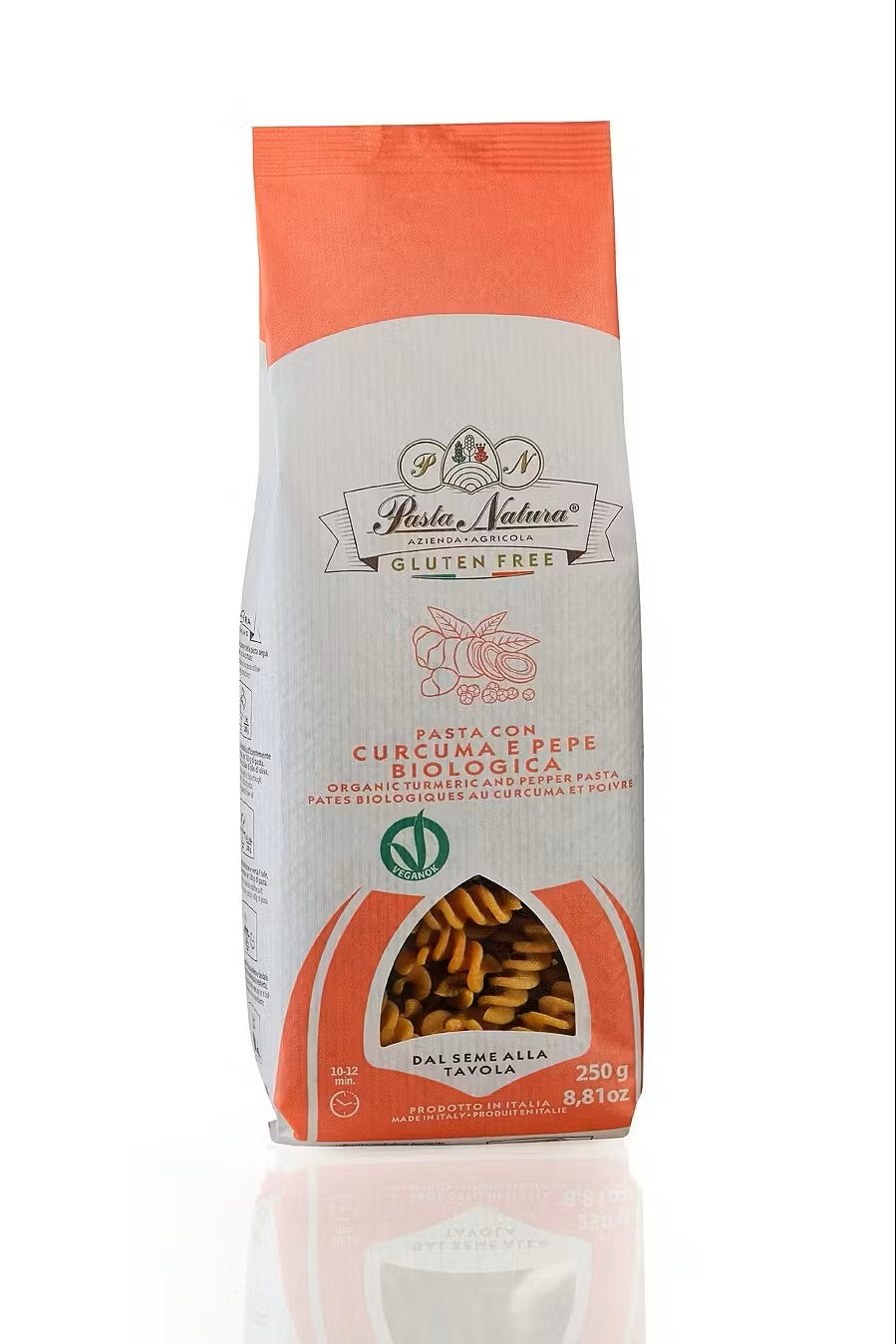 PASTA NATURA Fusilli with Turmeric and Organic Pepper, Gluten Free & Vegan | 250g