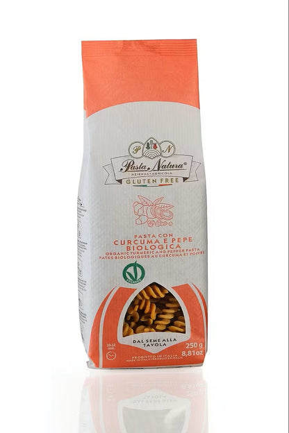 PASTA NATURA Fusilli with Turmeric and Organic Pepper, Gluten Free & Vegan | 250g