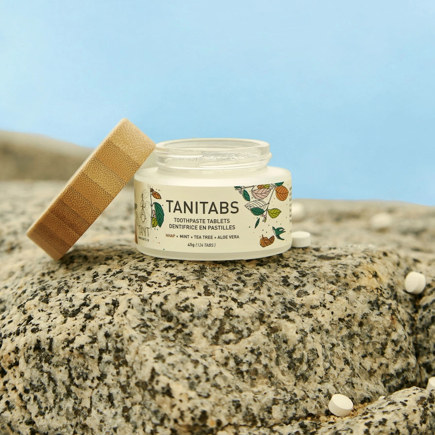 TANIT Toothpaste Tablets Fresh Mint - Reusable Jar - 124 Tablets | 2 Months Supply