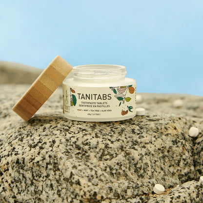 TANIT Toothpaste Tablets Fresh Mint - Reusable Jar - 124 Tablets | 2 Months Supply