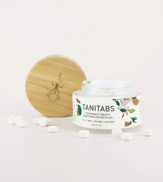 TANIT Toothpaste Tablets Fresh Mint - Reusable Jar - 124 Tablets | 2 Months Supply