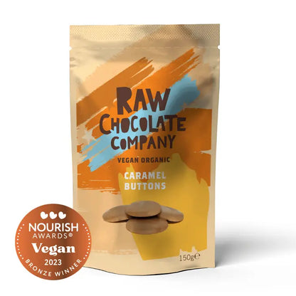 RAW CHOCOLATE COMPANY Caramel Buttons, Vegan, Organic | 150g ( crushed buttons )