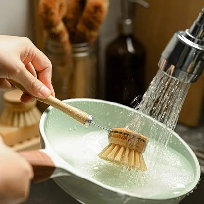 JUNGLE CULTURE  Reusable Bamboo Dish Brush | Eco Washing Up Cleaning Brushes