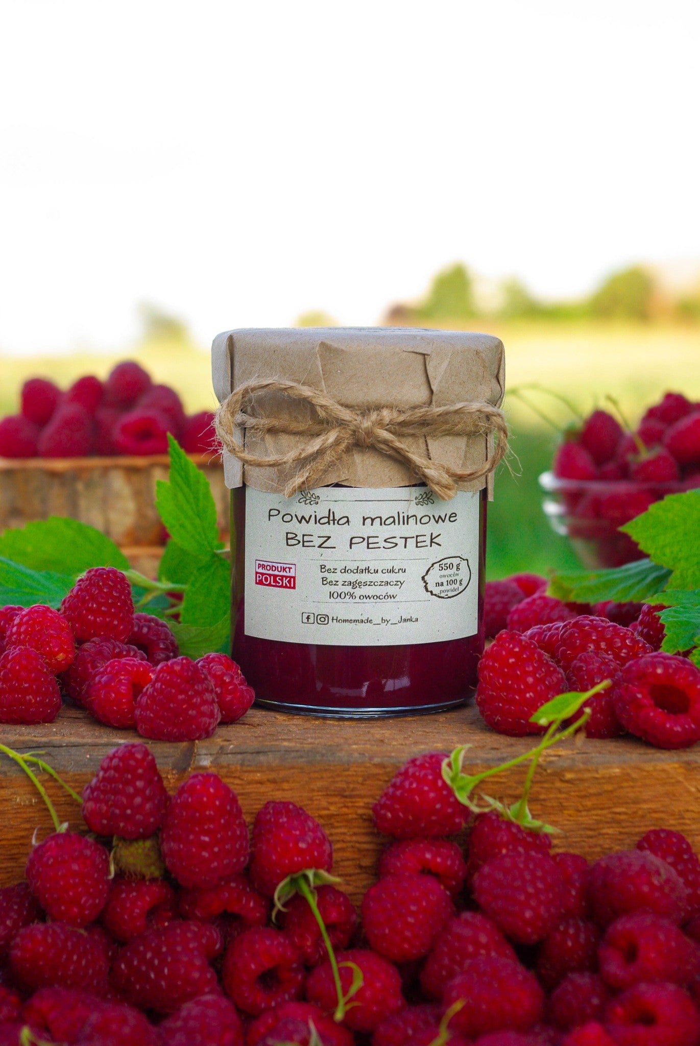 HOMEMADE BY JANKA   Raspberry Jam No Seeds  | 220g