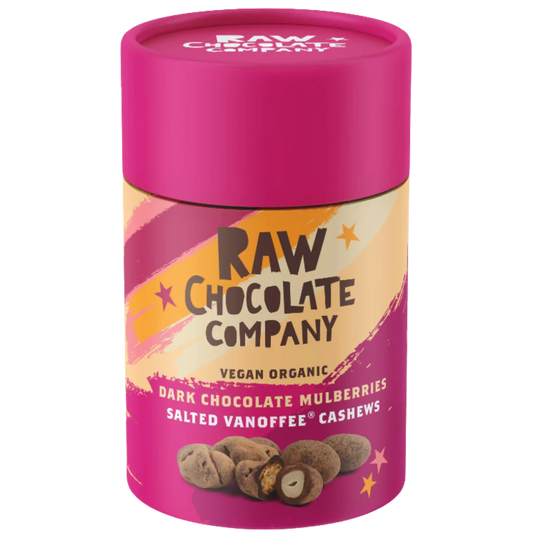 Raw Chocolate Company Dark Chocolate Mulberries & Salted Vanofee Cashews | 180g