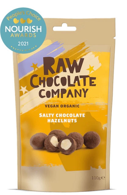 RAW CHOCOLATE COMPANY Dark Chocolate Ginger &  Salty Hazelnuts Gift Tube | 180g Best Before the end of September 2024