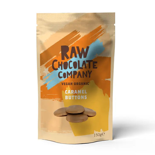 RAW CHOCOLATE COMPANY Caramel Buttons, Vegan, Organic | 150g ( crushed buttons )