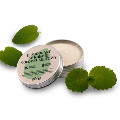 AUNA  MINT Cream Deodorant with a Fresh Scent with Oils: peppermint & Tea Tree | 60ml