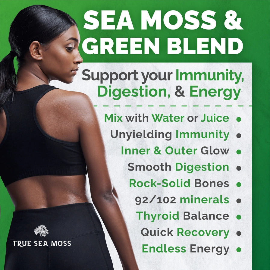 TRUE SEA MOSS Green Powder & Sea Moss 8 in 1 Powerful Blend | 30 servings