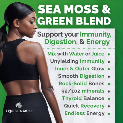 TRUE SEA MOSS Green Powder & Sea Moss 8 in 1 Powerful Blend | 30 servings