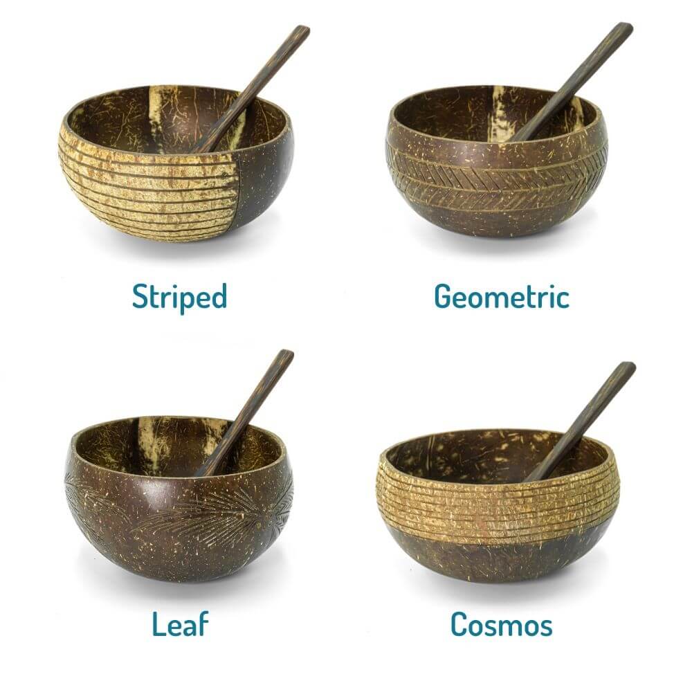 JUNGLE CULTURE  Coconut Bowls - Jumbo Bowl & Spoon Combo (Geometric)