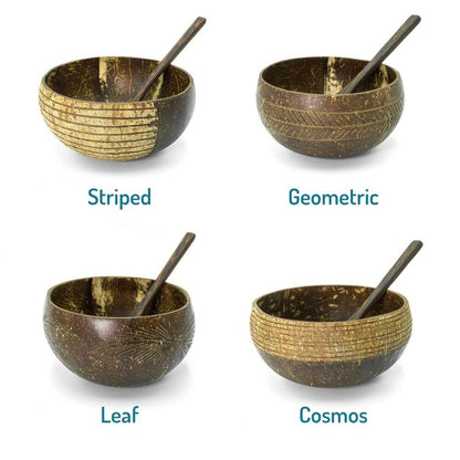 JUNGLE CULTURE  Coconut Bowls - Jumbo Bowl & Spoon Combo (Geometric)