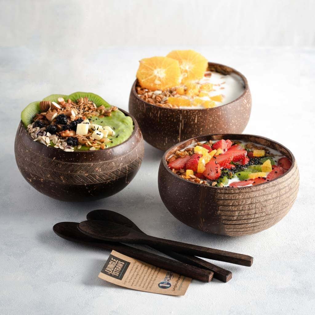 JUNGLE CULTURE  Coconut Bowls - Jumbo Bowl & Spoon Combo (Geometric)