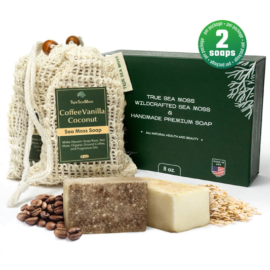 TRUE SEA MOSS Soap Bars Green Tea Matcha and Coffee Vanilla Coconut  | 2 Pack