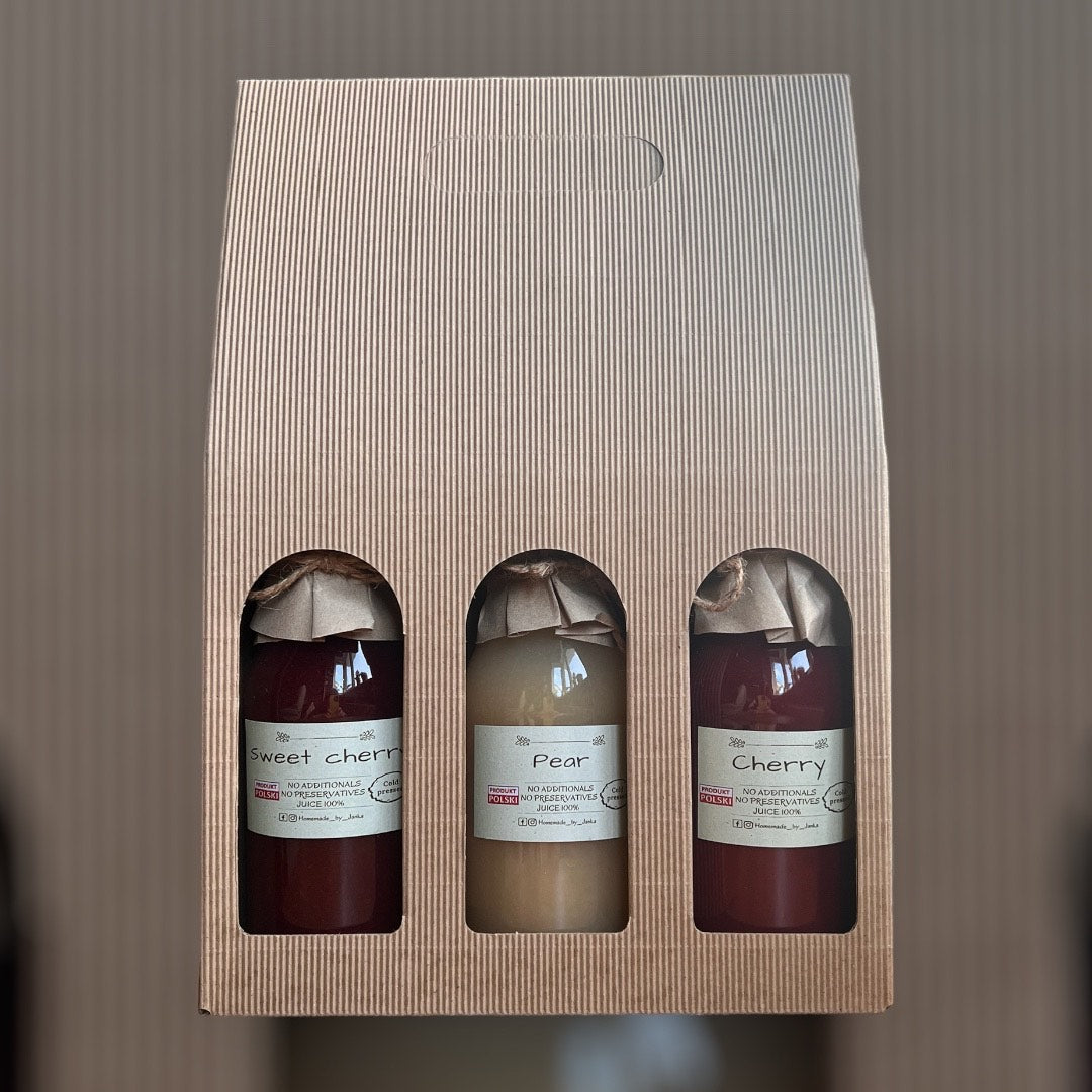 Homemade by Janka Gift Set of 3 Juices in a Box | 3 x 330ml | Sweet Cherry, Pear, Cherry