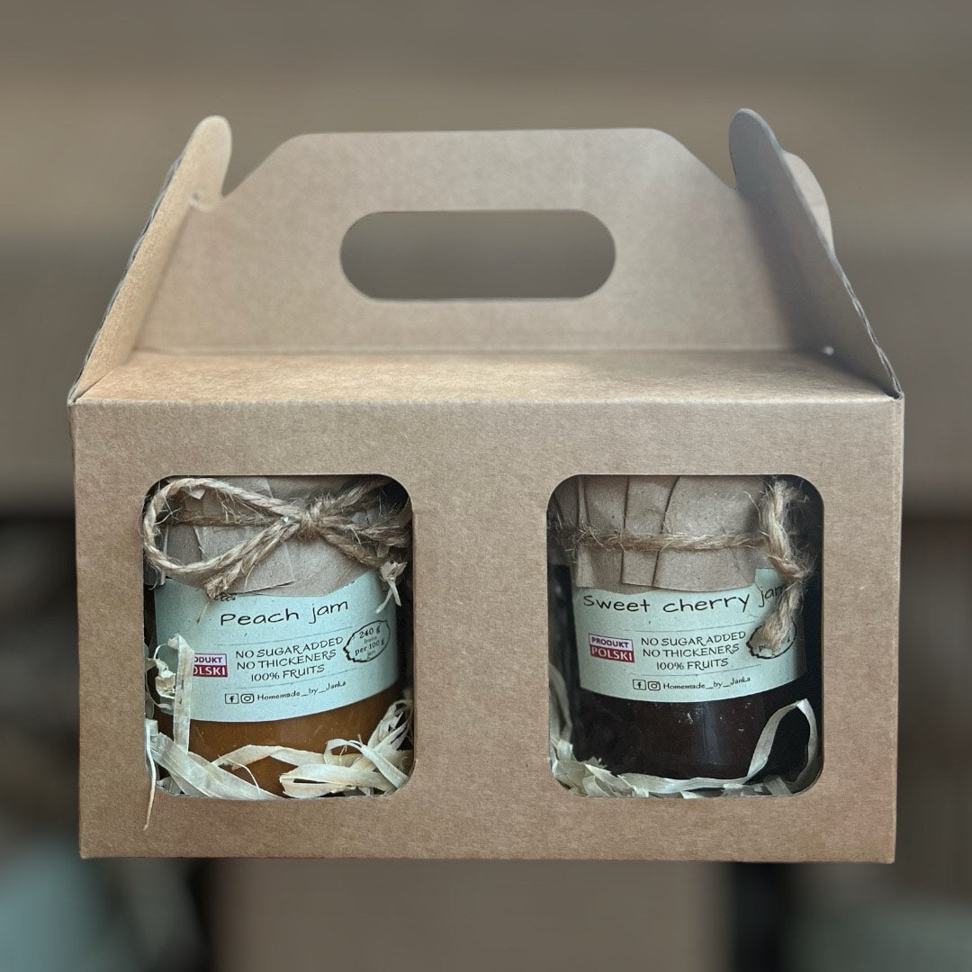 Homemade by Janka  Gift set of 2 jams in a box | Peach Jam, Sweet Cherry Jam |2 x 240g