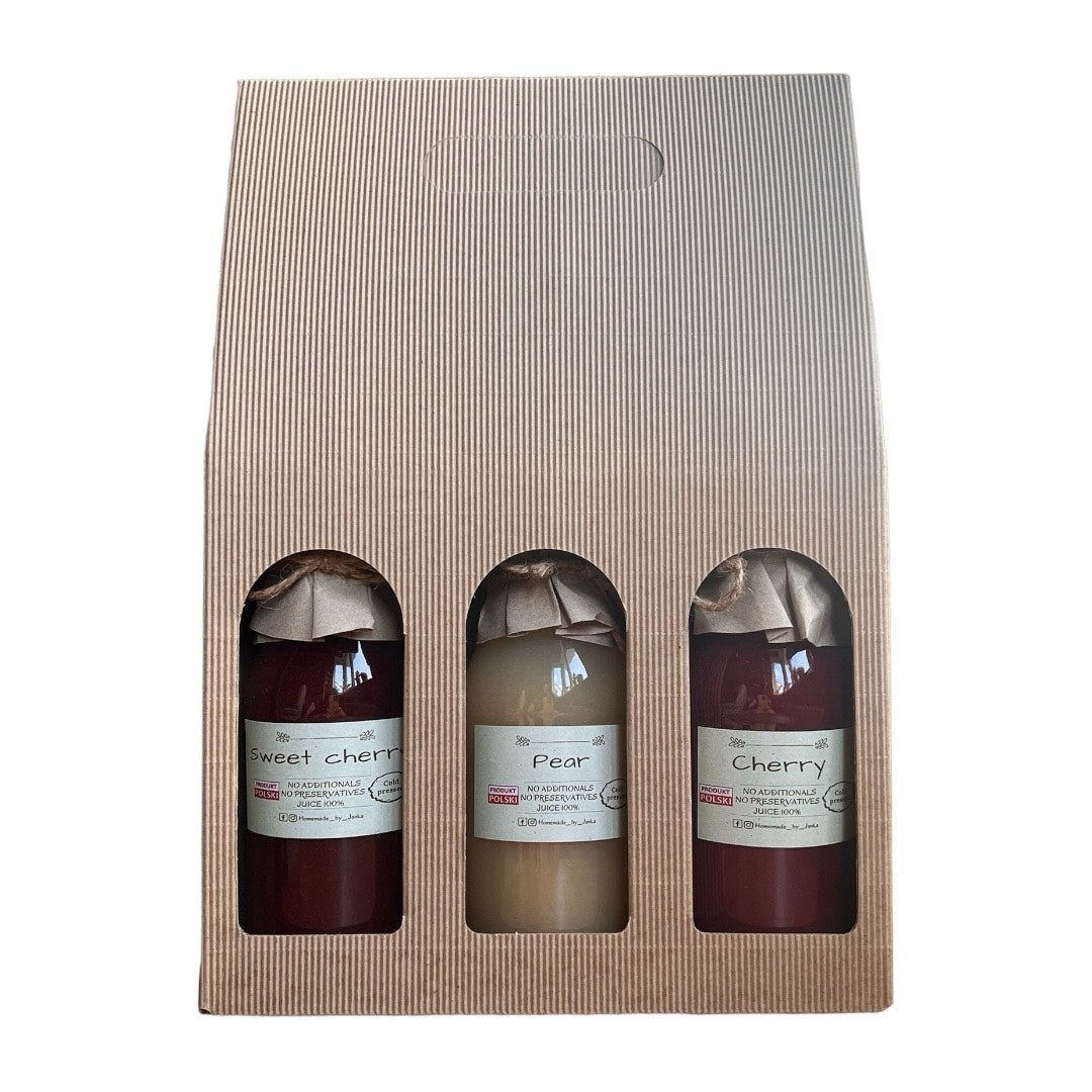 HOMEMADE BY JANKA  Gift Set of 3 Juices in a Box | 3 x 330ml | Sweet Cherry, Pear, Cherry