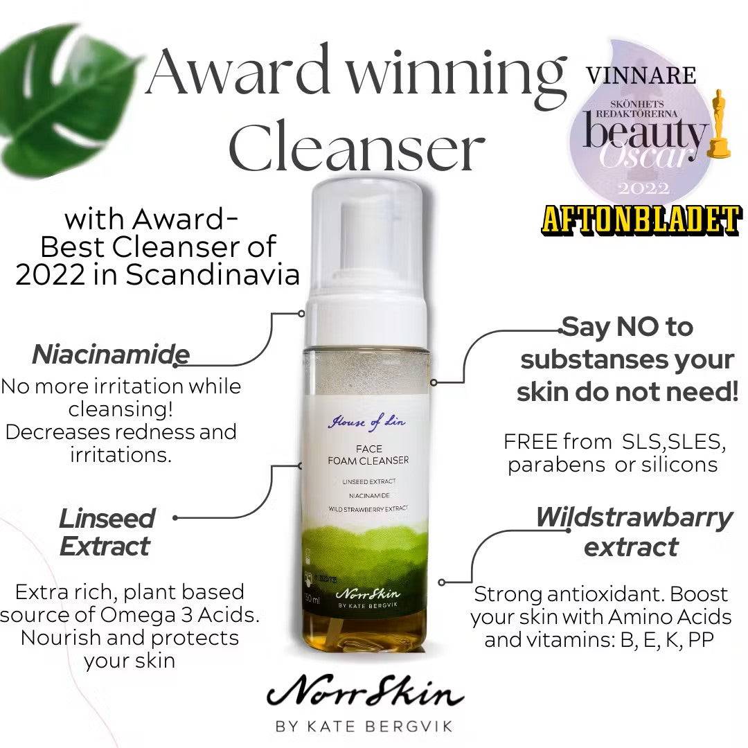 Norrskin  Scandinavian Award Winning Natural Cleansing Foam - ECO Natural Face Cleanser from Scandinavia | 150ml