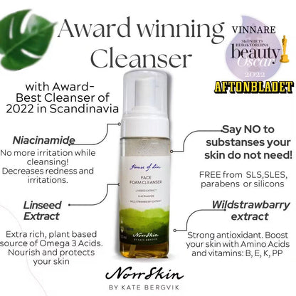 Norrskin  Scandinavian Award Winning Natural Cleansing Foam - ECO Natural Face Cleanser from Scandinavia | 150ml