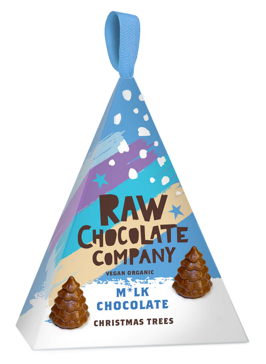 RAW CHOCOLATE COMPANY  M*Lk Chocolate Christmas Trees, Vegan, Organic | 150g