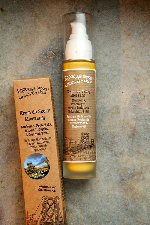 BROOKLYN GROOVE Combination Skin Cream | Turmeric-Probiotics-Neem-Bakuchiol-Tulsi | 50ml Best Before February 2024