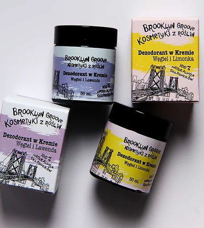 BROOKLYN GROOVE Soda-Free Deodorant Cream | Charcoal and Bergamot | 30ml