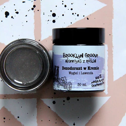 BROOKLYN GROOVE Charcoal Deodorant Cream | Lavender and Lemon Grass | 30ml